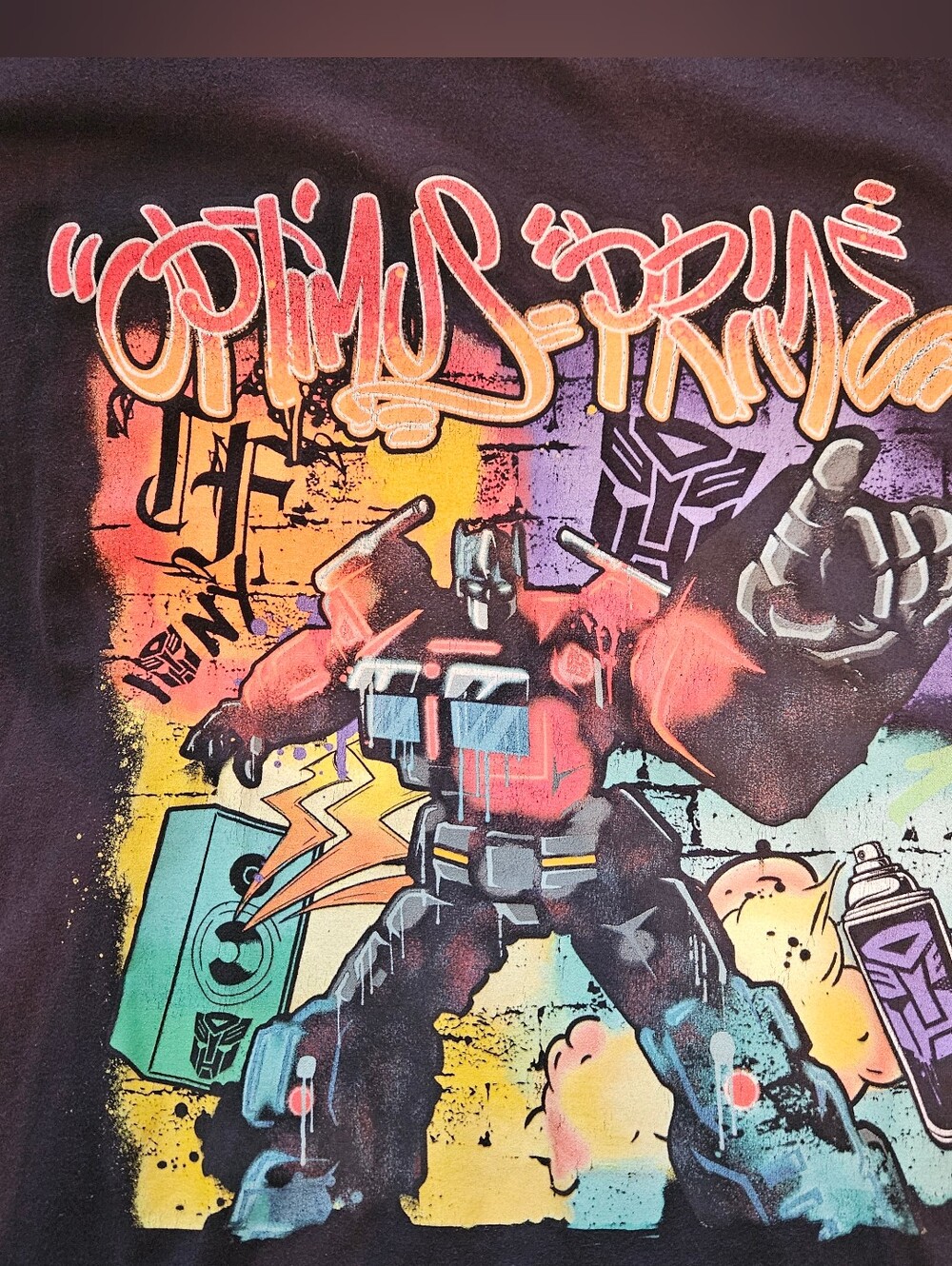 Transformers Optimus Prime Men Short Sleeve Shirt Black Graffiti Graphic 3XL Reg